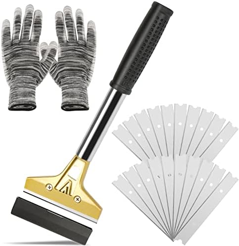 Razor Blade Scraper with 20 PCS Extra Blades and Gloves. by wanguan
