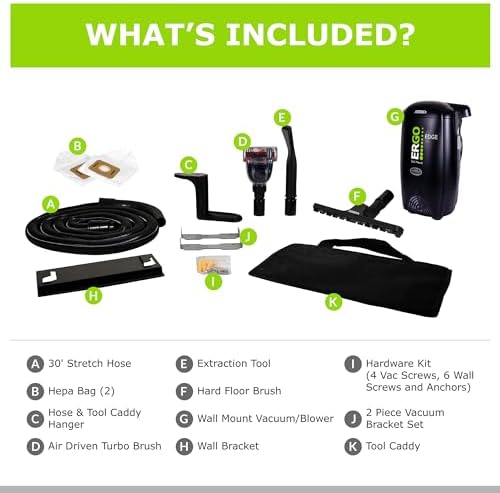 Atrix Ergo Edge Canister Shop Vac-Wall Mounted Garage Vacuum Cleaner with Built-in Dust Bag & Extendable Hose-Compact Black Design, 20 x 9 x 12 - Image 3