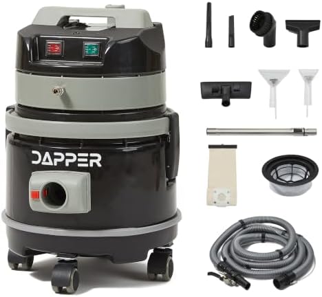 Dapper Supply Commercial Wet/Dry Vacuum Cleaner with Cold Water Extraction System, Complete Accessory Kit for Carpet, Upholstery & Hard Floor Cleaning, 1 Gal. Solution Tank, 3 Gal. Recovery Tank by DapperSupply