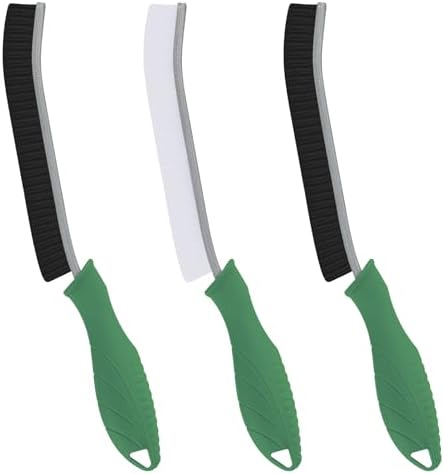 FOOGWEE Hard Bristle Crevice Cleaning Brush - Cleaning Supplies - Grout Cleaning Brushes for Household Use - Crevice Cleaning Tool for Bathroom, Home and Kitchen (3, Green) by FOOGWEE