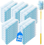 40 Count 360° Heavy Duty Duster Refills Compatible with Swiffer,Large Size-Extra Thick Disposable Electrostatic Duster Refill with 1 Retractable Handle(35-inch Length Fully expanded) by Senowi