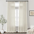 Natural Linen Curtains 126 Inches Long 2 Panels Cream Semi Sheer by DUKIYO