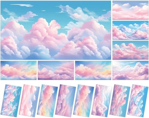 8 Pcs Fluorescent Light Covers with 80 Magnets Decorative for Classroom Ceiling Light 4 x 2 Feet Magnetic Lights Covers Filter Easy Install for Office Hospitals & Home Drop Ceiling Supplies (Cumulus) by Wiooffen