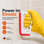 FUGINATOR® Grout Brush White/Red - Ergonomic Heavy Duty Cleaning Brush for Bathroom, Shower & Kitchen - Deep Detail Scrubber for Wall & Floor Tiles, Crevices & Tight Spaces - Made in Germany - Image 6