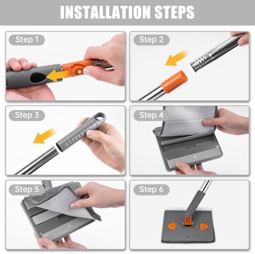 CALBEAU Baseboard Cleaner Tool with Handle, Wall Mop with Squeegee, Gray - Image 5