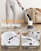 Electric Spin Scrubber, 50 in-lbs High Torque Shower Scrubber & Retractable Long Handle, 10-in-1 Variable Speed Cordless Cleaning Brush for Bathroom, Bathtub, Toilet, Kitchen, Tile Floors & Car - Image 5