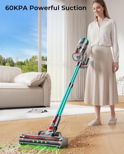 Cordless Vacuum Cleaner, 80Mins 650W/60KPA Self-Standing Vacuum Cleaners for Home, Stick Vacuum with Anti-Tangle Brush, LED Screen, Rechargeable Vacuum for Floor/Carpet/Pet Hair - Image 2
