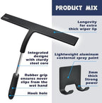 12 Inch Silicone Shower Squeegee for Glass Doors with Microfiber Cloth & Hook, Streak-Free Window Cleaner for Bathroom Mirror Tile Car, No-Scratch Squeegee with Rustproof Metal Core (Black) - Image 2