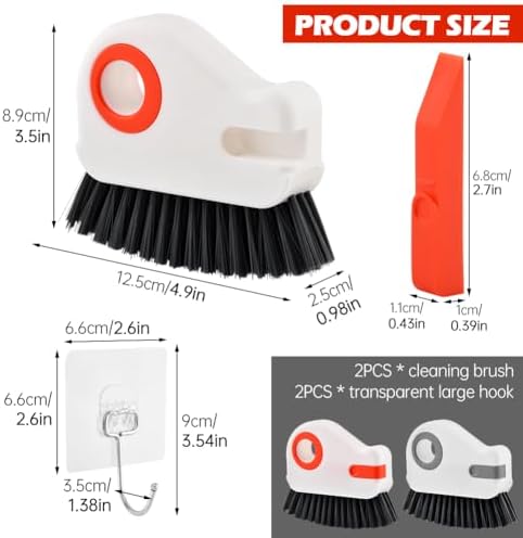 Groove Cleaning Brush 2 in 1 Grout Cleaner Tool Grip Brush, Multifunction Window Track Cleaner with Hard Bristle and Hidden Scraper Cleaning Brush for Sliding Door Track, Window(Color:4 pcs) - Image 3