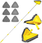 JEHONN Wall Mop with Long Handle 80 Inches, Upgraded 180° Collapsible Baseboard Cleaner Tool with Squeegee, Ceiling Duster with 3 Microfiber and 3 Chenille Pads for Cleaning Window, Cabinet (Yellow) by JEHONN