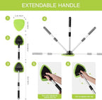 Qydipclin 10pcs Windshield Cleaner Tool, Car Window Cleaning Wash Kit with 4 Reusable Microfiber Pads 1 Spray Bottle and Extendable Handle Auto Glass Wiper Kit, Green - Image 5