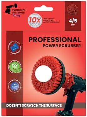 Premium Drill Brush Professional– 2in1 for Drill & Angle Grinder Stiff 6 in Red | Scratch-Free Outdoor Cleaning Brush for Patio Bricks, Lawn Mowers, Car Wheels, Pool Tiles and Boat Hulls - Image 2