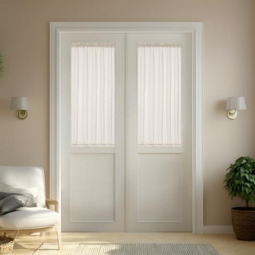 Beige 2 Panels 25 x 68 Inch Sidelight Curtain for Front Door Privacy - Image 6