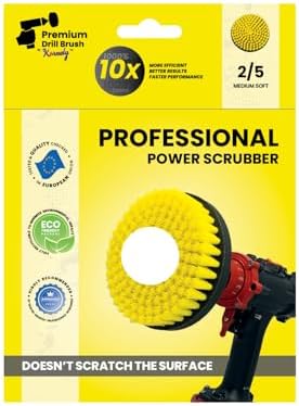 Premium Drill Brush Professional– 2in1 for Drill & Angle Grinder Medium-Soft 6 in Yellow | Scratch-Free Cleaning Brush for Tile, Grout, Bathtub, Shower, Fibreglass and Ceramic Surfaces - Image 2