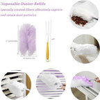 Duster Refills Compatible with Swiffer Duster, Heavy Duty Multi Surface Duster Replacement with 1 Extra Handle for Cleaning Furniture, Blinds, Ceiling Fans and Car (Purple- 20 Pack) - Image 3