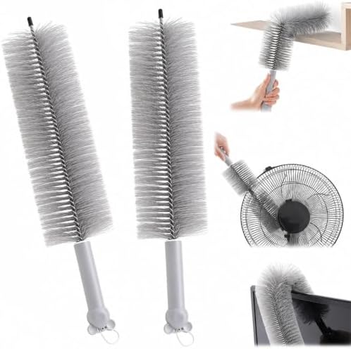 Fan Cleaner Brush with Bendable Microfiber Head, Reusable Washable Ceiling Fan Duster for Fan Blades, Air Conditioners, Window Blinds, Curtains, Car Vents and Household Cleaning (Grey) by ByCallMax