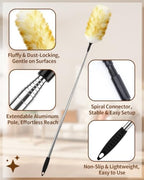 Extendable Wool Duster, 18-48 Inch Long Handle Duster with Natural Fluffy Wool Head, Dusters for Cleaning Ceiling Fans, Blinds, High Ceilings, Furniture, Washable & Reusable - Image 3