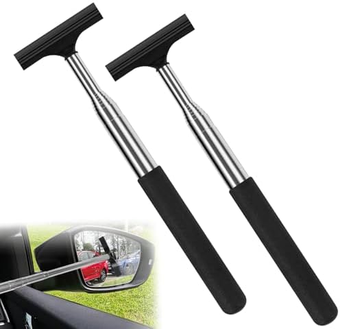 2 Pcs Car Mirror Wiper, 38.6in Handle Car Side Mirror Squeegee, Car Mirror Squeegee, Side Mirror Squeegee, Mini Squeegee for Rainy Foggy Weather by Guirnd