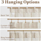 jinchan Linen Pinch Pleated Back Tab Tier Curtains, 26x20, Natural - Image 7