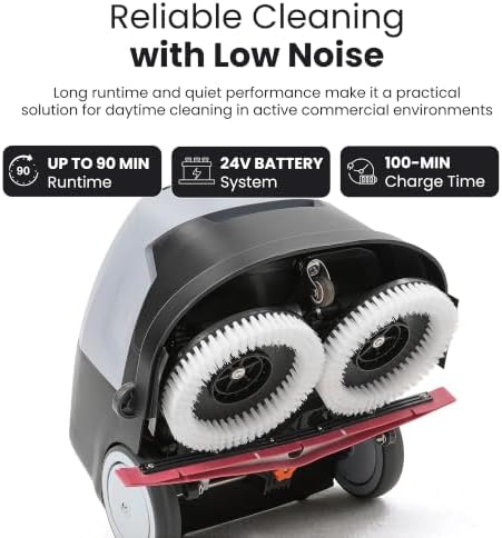 Battery Powered Walk Behind Mini Automatic Floor Scrubber Machine – Compact & Portable, 15” Cleaning Width, 90-Minute Runtime, 170 RPM – Ideal for Small Commercial Spaces, Offices, Retail & More - Image 3
