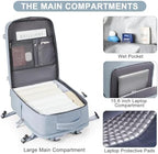 Large Travel Backpack Carry on Flight Approved Mochila De Viaje Carry on Backpack for Airplanes Spirit Airlines Personal Item Bag 18x14x8 Inches Travel Bag Traveling Backpack for Women Men Grey Blue - Image 5