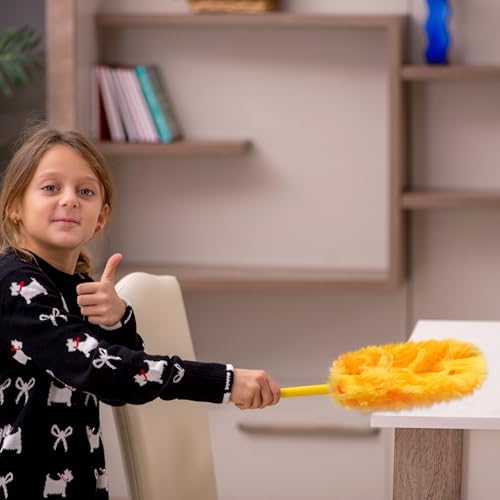 Vesici 100 Pcs Duster Refills Compatible with Swiffer Dusters Bulk Disposable Replacement Thickened with 1 Handle Heavy Duty for Cleaning, Office (Orange) - Image 7
