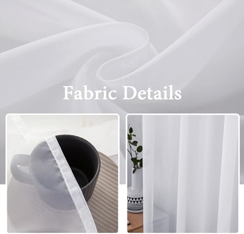 MIULEE White 54 Wide and 72 Inches Length French Door Sheer Curtains - Image 6