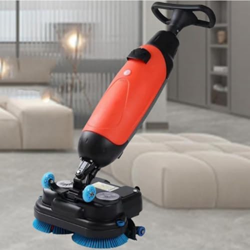 Floor Machine,Walk-Behind Commercial Floor Scrubber,Dual Brush Heads for Cleaning (43cm/16.9in Cleaning Width),Working Efficiency (12000ft²/h),for Restaurants/garages/Gyms Red by Unknown