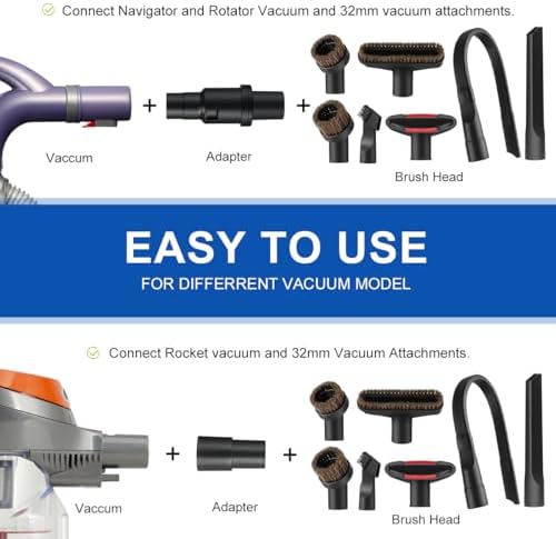 LANMU 9 Pack 1 1/4" Vacuum Attachments Compatible with Shark Navigator Lift-Away Models NV360 NV352 NV356E NV501 & Rocket HV301 HV322 Vacuum, Dryer Vent Crevice Tool Brush - Image 6