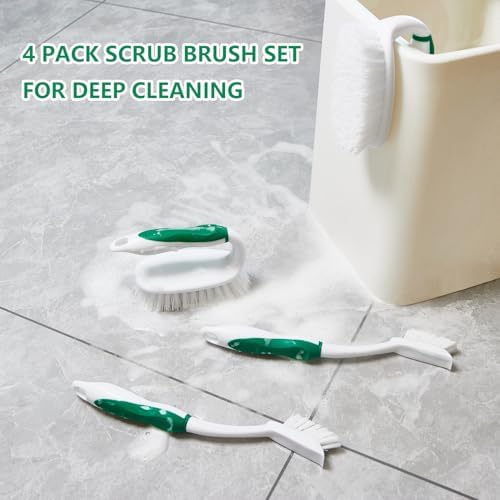 Scrub Brush Set, 4 Pack Deep Cleaning Brush Kit, Green - Image 5