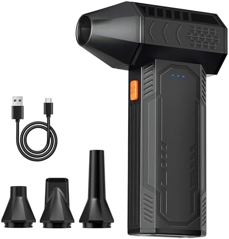 Compressed Air Duster - Electric Air Duster Super Power 130000RPM, 3-Gear Adjustable Mini Duster Blower with Fast Charging, Air Duster Rechargeable for Computer, Keyboard Cleaner, House, Outdoor, Car by HFTEK