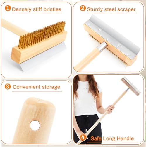 Reallnaive 2 Pack 37 Inch Wood Handle Pizza Oven Brush with Scraper - Image 4