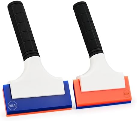 EHDIS 2PCS Double Edge Blade Small Rubber Squeegee 5-inch Handy Window Shower Squeegee Auto Water Blade for Car Windshield, Window, Mirror, Glass Door, Ice Snow Removal Scraper Tool by EHDIS