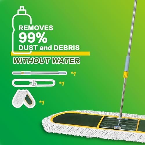 48-Inch Commercial Dust Mop for Hardwood Floors,Green - Image 3