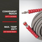 NorthStar Hot Water Hose, 6,000 PSI, 50ft. x 3/8in., Nonmarking - Image 3