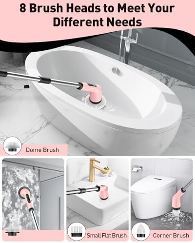 Electric Spin Scrubber for Bathroom, Shower Scrubber with Long Handle - Image 4