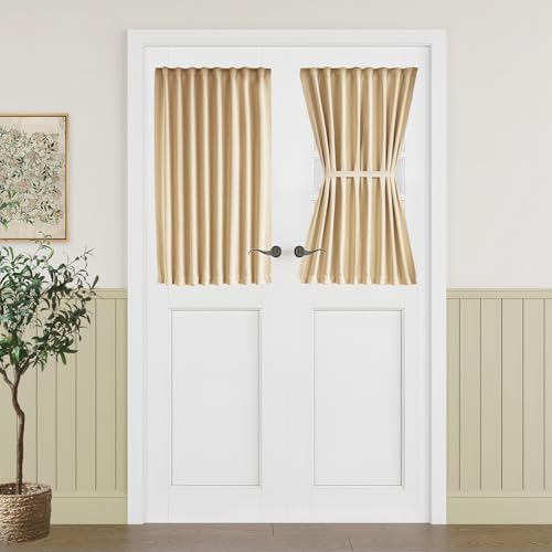 Vatge Door Curtains - Small Windows and French Sliding Doors Curtains for Doorways, 1 Panel, W25 x L40, Beige by Vatge