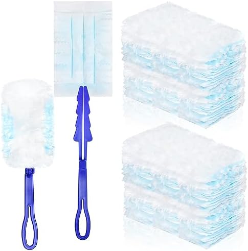100 Pcs Duster Refills Bulk, Thickened Duster Refill Electrostatic Duster Head, Duster Refills for Cleaning with 4 Handles, Disposable Duster Refills for Cleaning Blinds, Ceiling Fans(Blue) by Elesunory