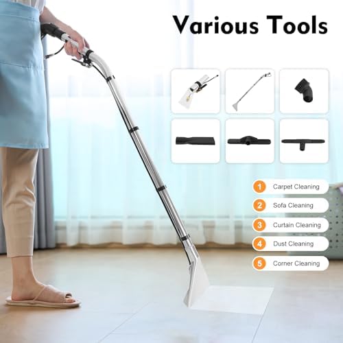 Commercial Carpet Cleaning Machine, 1049W Spray and Vacuum Extractor for Upholstery Sofa, 40L/11Gal Multi-Purpose Floor Cleaning Machine, 230mbar Suction, 2.64Gal Clean / 10.56Gal Dirty Tank - Image 2