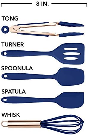 COOK WITH COLOR Silicone Cooking Utensils, Kitchen Utensil Set, Easy to Clean Silicone Kitchen Utensils, Cooking Utensils for Nonstick Cookware, Kitchen Gadgets Set, Mini, Navy - Image 5