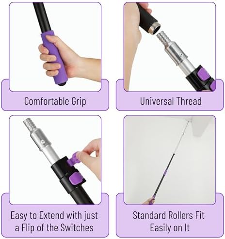 Bates- Telescopic Extension Pole, 12 Ft, Aluminum Alloy, Sturdy Multi-Purpose Extension Pole with Flip-Lock Design for Painting, Dusting and Cleaning - Image 3