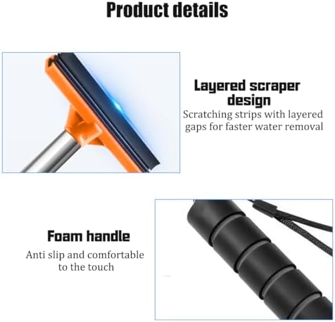 Bittwee 2PCS Car Side Mirror Squeegee, Retractable Auto Rearview Mirror Wiper, All-Purpose Window Squeegee for Cleaning Shower Glass Door, Vehicle Accessories Universal Fit（Orange/Black） - Image 3