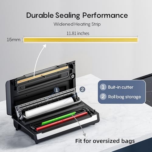 FRESKO Automatic 95Kpa Food Vacuum Sealer Machine, Auto Dry-Wet Detection - Image 3