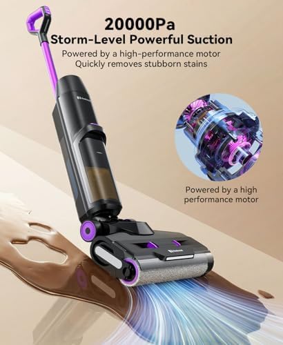Wet Dry Vacuum Cleaner 20,000Pa,50Mins Runtime Cleaning Area 3013ft²,Cordless Vacuum Cleaner, Cordless Vacuum and Mop All in One,Self-Cleaning for Hard Floors Sticky Messes and Pet Hair H15Set - Image 2
