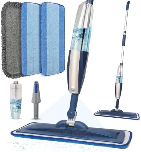 Wet Spray Mop for Floor Cleaning with 14 oz Bottle & 3 Microfiber Pads by PANDAGRIP