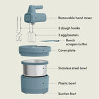 bella 3.5 Qt Hand & Stand Mixer, 2 in 1 Electric Mixer with Bowl, Surf - Image 2