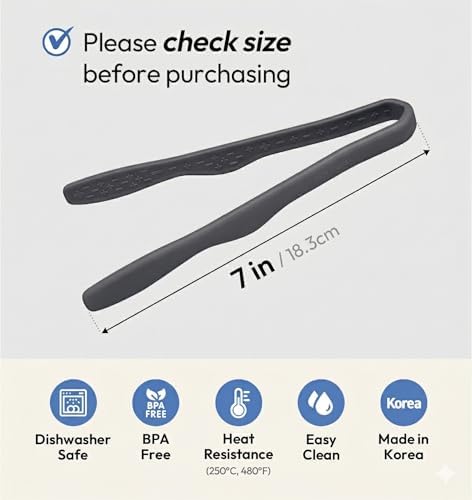 Carrotez Mini Silicone Toaster Tongs, 7 inches, 1 Pack, Dark Gray - Image 3