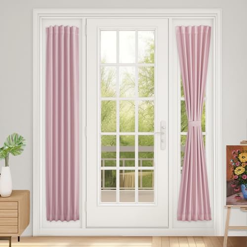 Vatge Sidelight Curtains for Front Door, Sidelight Curtains for Narrow Door Window, 1 Panel, W12 x L72, Baby Pink by Vatge