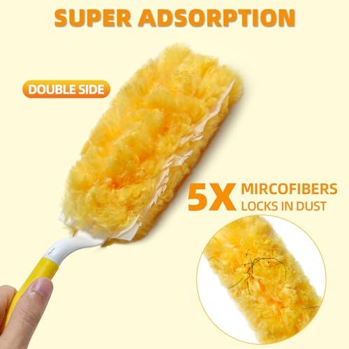 30 Count Duster Refills Compatible with Swiffer Handle, Multi-Surface Duster Refills with 1 Handle, 360° Dusters with 5X Microfibers for Home, Electronics, Office, Furniture, Blinds Cleaning - Image 3