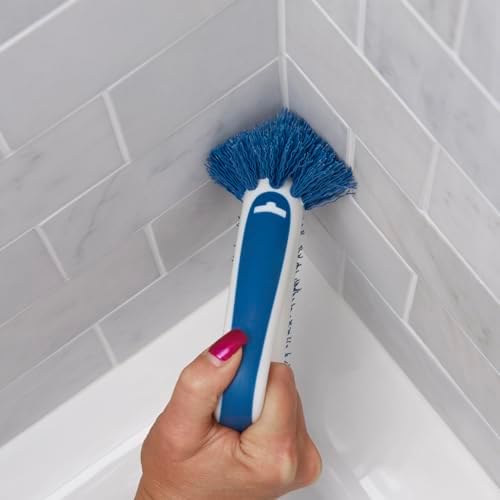 Unger 2-in-1 Grout and Corner Scrubber Brush Tool, Crevice Bathroom Cleaning Supplies for Showers, Door Tracks, Tile, and Bathtubs, Household 360-Degree Scrubbing Power - Image 5